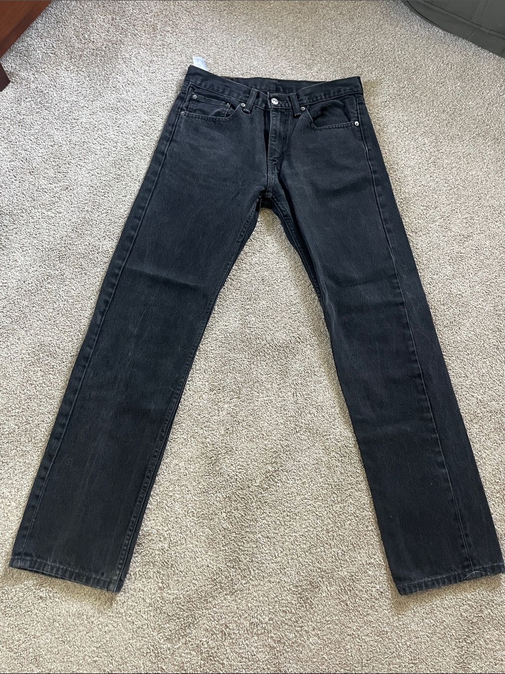 Levi’s Black 💯% Cotton Zip Fly 505s tagged W31L34 made in Egypt